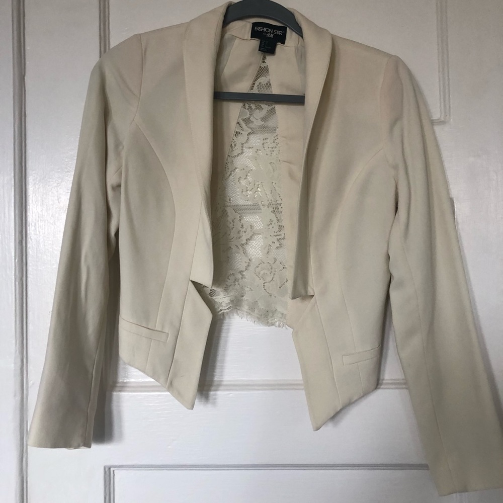 White lace back blazer